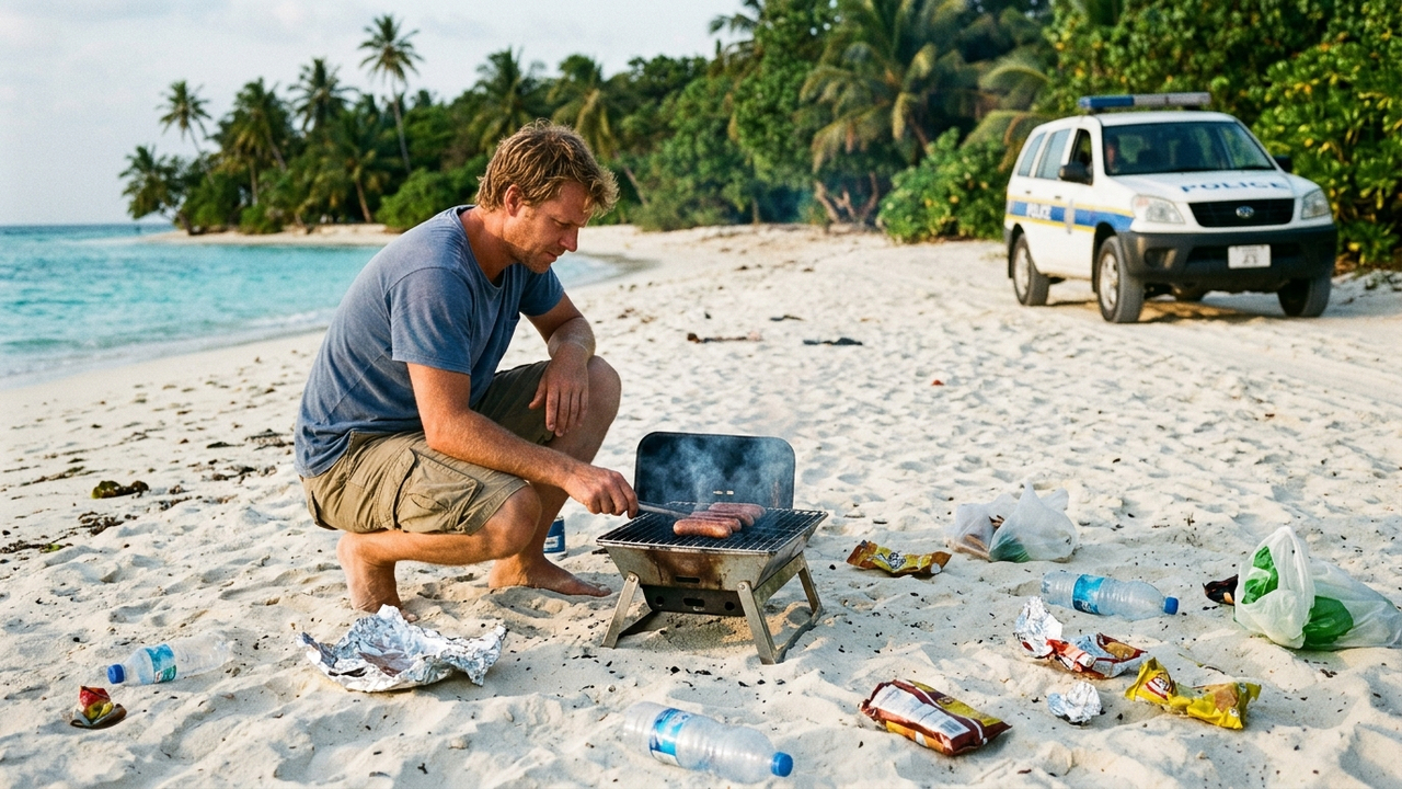 Turista faz churrasco com carvão na areia de praia de preservação ambiental, deixa lixo e é interceptado pela polícia com multa de R$ 3.000