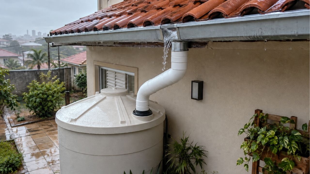 A técnica com calhas, tela e areia que transforma água de chuva do telhado em água pronta para lavar quintal e vaso sanitário sem gastar um centavo de conta de água