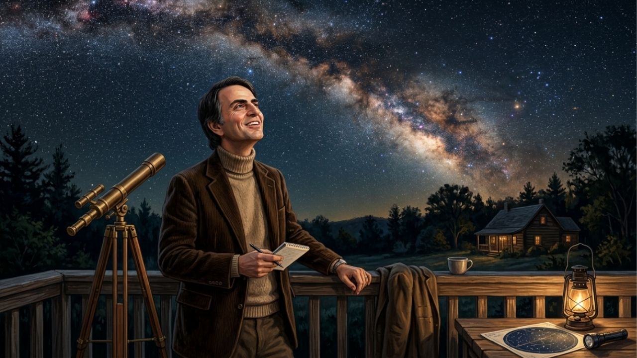 Carl Sagan e o Naturalismo Científico, em reflexão sobre o universo: "Nós somos uma maneira de o cosmos conhecer a si mesmo."