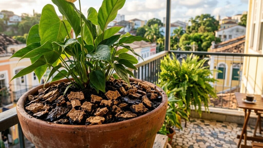 Especialista em plantas recomenda: “Colocar rolhas na terra dos vasos pode ajudar as plantas a se recuperarem e deixar o substrato mais leve.”