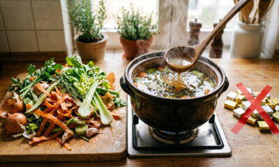 Sem desperdício, nem caldos ultraprocessados: a melhor forma de reaproveitar talos e cascas de legumes para fazer caldos caseiros nutritivos