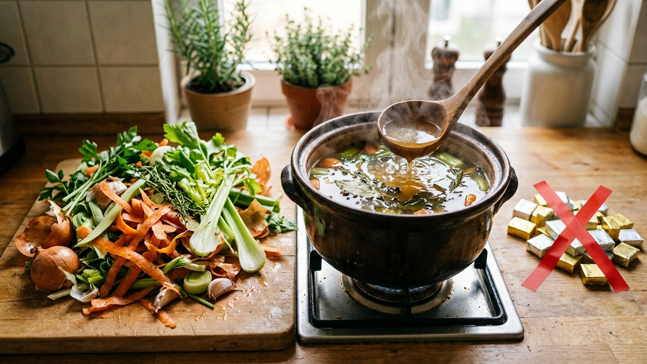 Sem desperdício, nem caldos ultraprocessados: a melhor forma de reaproveitar talos e cascas de legumes para fazer caldos caseiros nutritivos