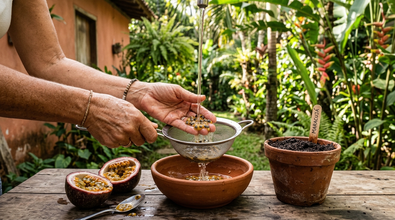 Como plantar maracujá em vaso usando as sementes da própria fruta: o método de lavagem e secagem que aumenta a germinação