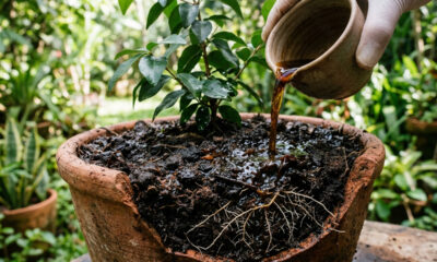 Chá forte de folhas de pitangueira no solo: o defensivo natural que elimina larvas e cochonilhas de raiz sem intoxicar a planta