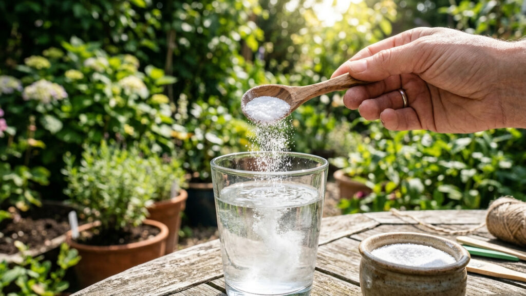 Sem acumular sal prejudicial na terra: como usar bicarbonato de potássio para matar o fungo oídio e proteger folhas de vasos sem queimar raízes