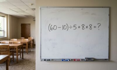 A maioria começa pela parte errada: (60 – 10) ÷ 5 + 8 × 8