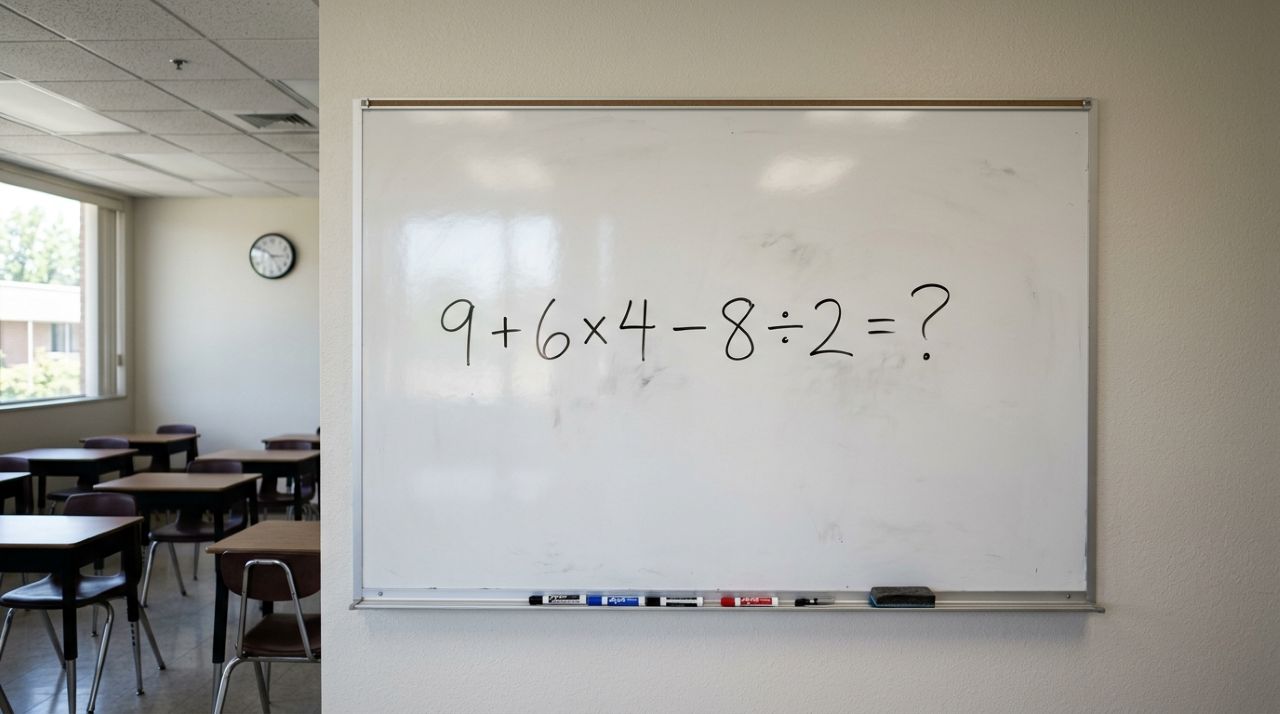 Só 5 números aparecem na conta, mas a resposta divide opiniões: 9 + 6 × 4 – 8 ÷ 2