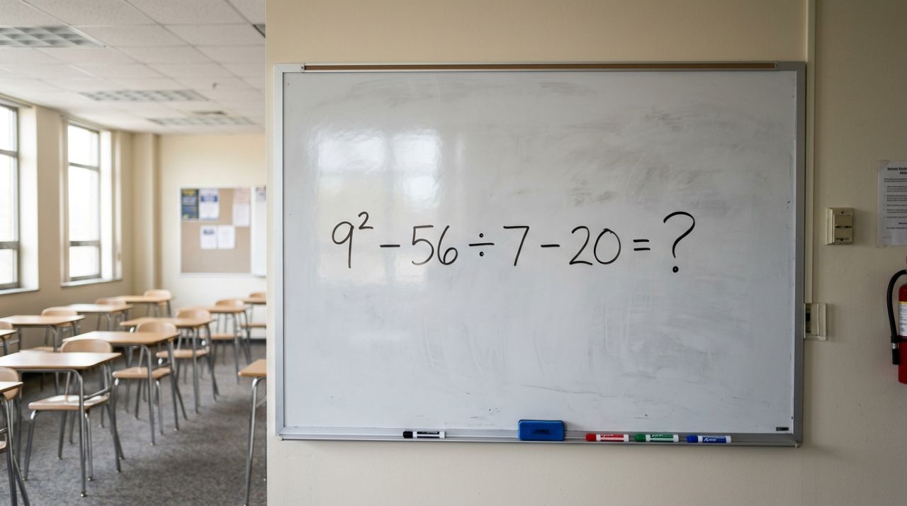 Parece conta de criança, mas muita gente erra: 9² − 56 ÷ 7 − 20
