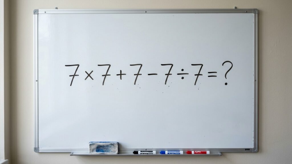 Quem estudou matemática nos anos 80 e 90 deveria lembrar desta regra: quanto é 7 × 7 + 7 − 7 ÷ 7?