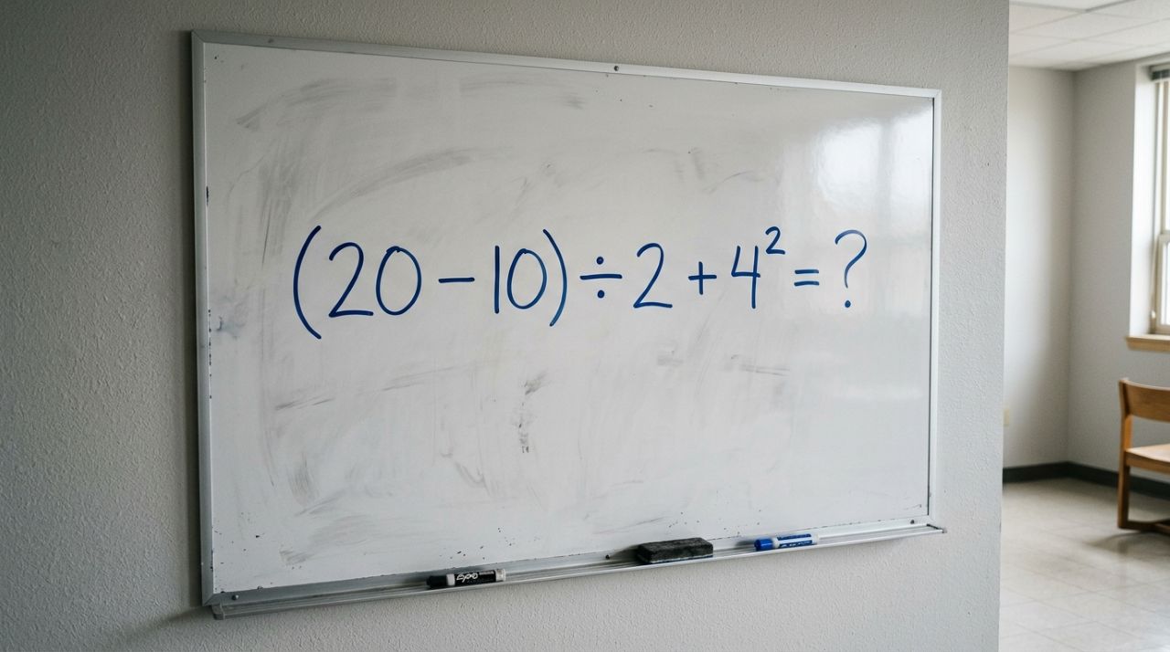 Parece conta de escola, mas exige atenção: quanto dá (20 − 10) ÷ 2 + 4²?