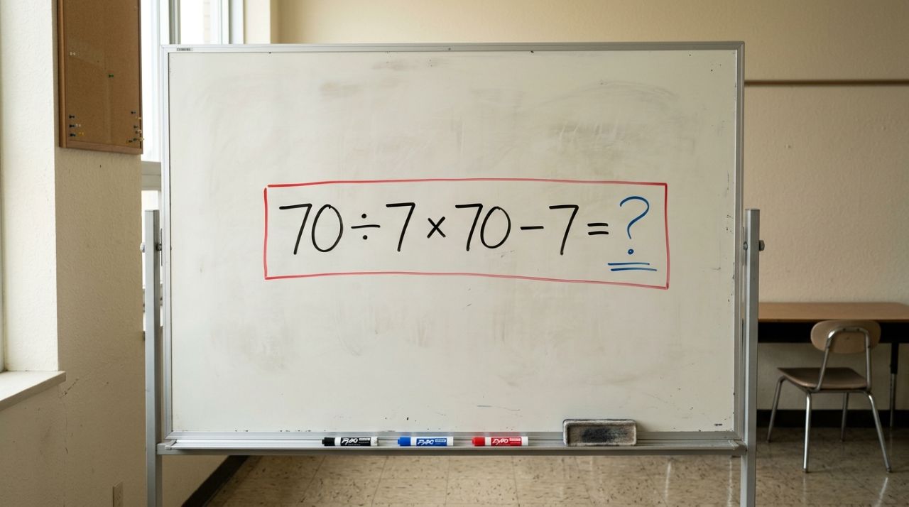 Parece uma conta de escola, mas muita gente se confunde ao resolver 70 ÷ 7 × 70 − 7