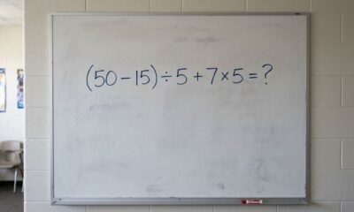 Sem calculadora, prove que ainda lembra da matemática básica: (50 – 15) ÷ 5 + 7 × 5