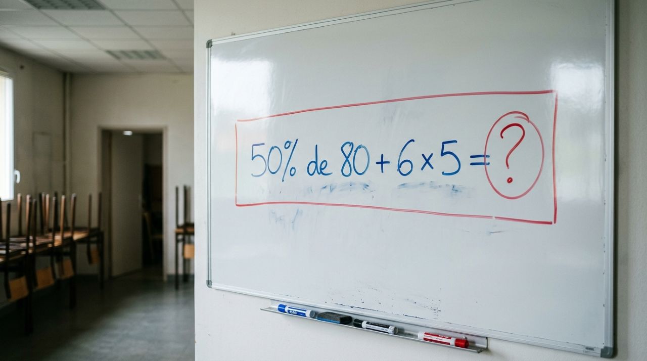 Essa conta simples está confundindo muita gente: 50% de 80 + 6 × 5