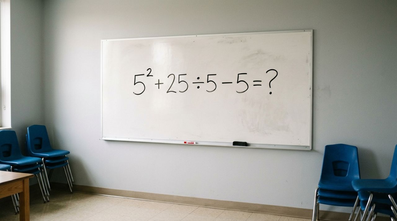 Quem estudou nos anos 80 e 90 consegue resolver esta sem calculadora: 5² + 25 ÷5 – 5