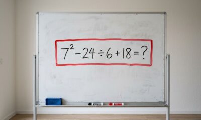 Se você resolver esta conta em 20 segundos, sua memória da escola está afiada: 7² − 24 ÷ 6 + 18