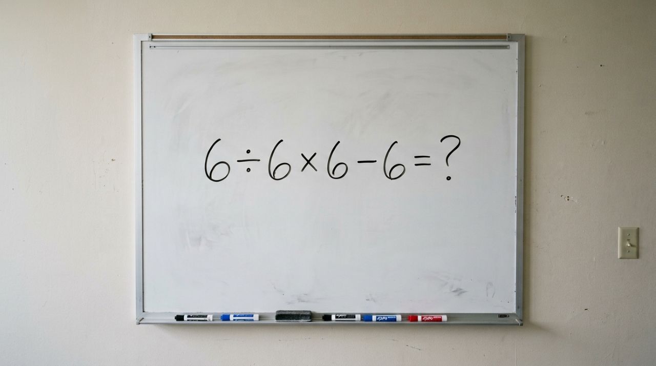 Não vale usar calculadora: qual é a resposta correta para 6 ÷ 6 × 6 − 6?