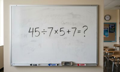 Essa conta simples pode confundir até quem era bom em matemática: 45 ÷ 7 × 5 + 7