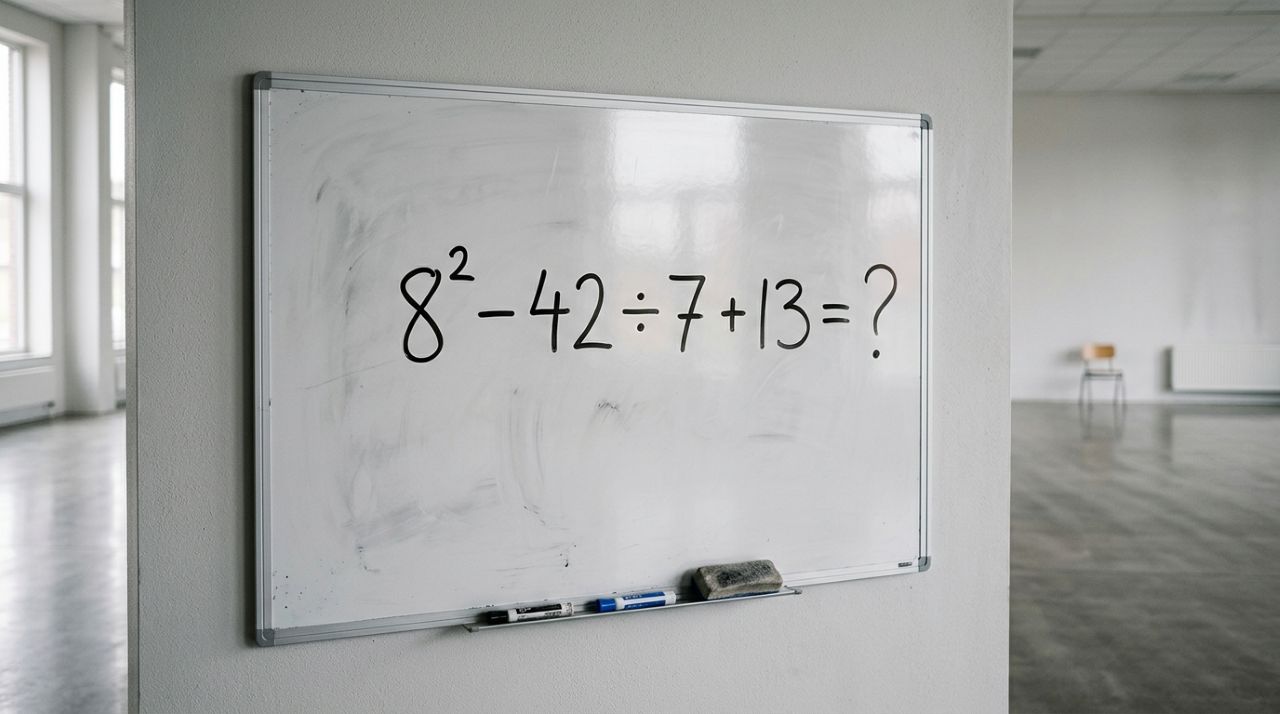 Poucos segundos bastam para saber se você ainda lembra desta regra: 8² − 42 ÷ 7 + 13