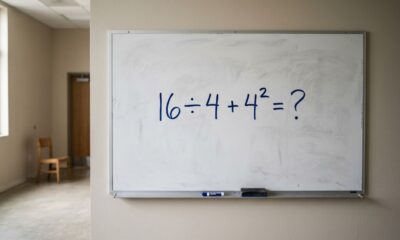 Três números aparentemente comuns escondem um desafio que começa fácil e termina exigindo concentração : 16 ÷ 4 + 4²