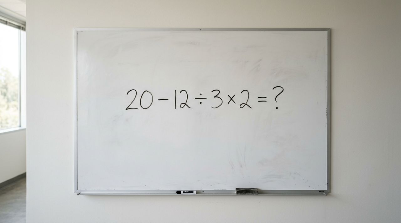 Só quem domina matemática básica resolve 20 – 12 ÷ 3 × 2 na primeira tentativa