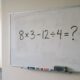 Quem era bom em matemática resolve de cabeça: 8 × 3 − 12 ÷ 4
