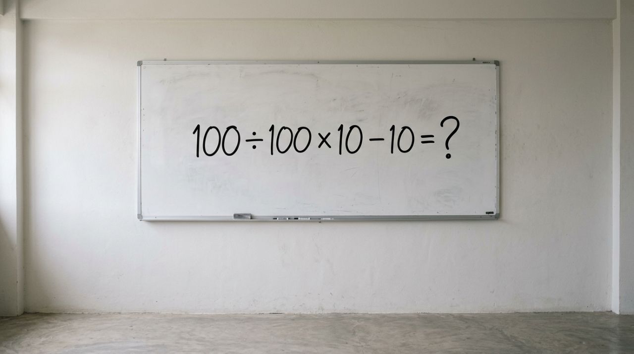 Sem calculadora: você consegue resolver 100 ÷ 100 × 10 − 10 em 30 segundos?