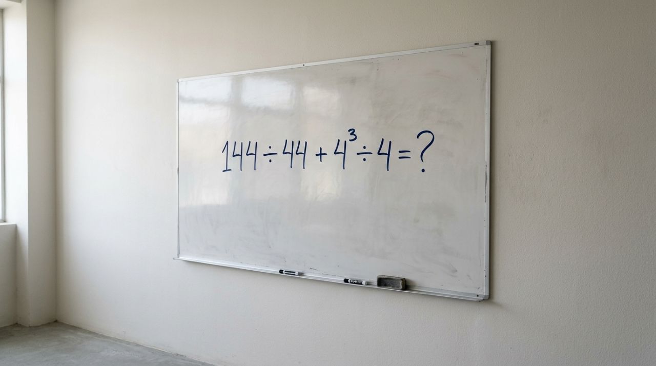 Desafio escolar para adultos: resolva 144 ÷ 44 + 4³ ÷ 4 sem calculadora