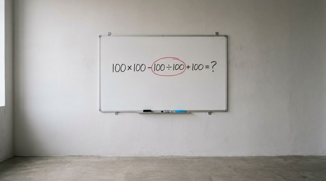 Parece fácil porque só tem o número 100, mas quanto é 100 × 100 - 100 ÷ 100 + 100?
