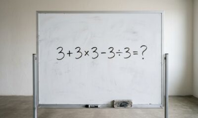 O número 3 aparece 5 vezes nesta conta: você consegue resolver 3 + 3 × 3 - 3 ÷3 sem calculadora?