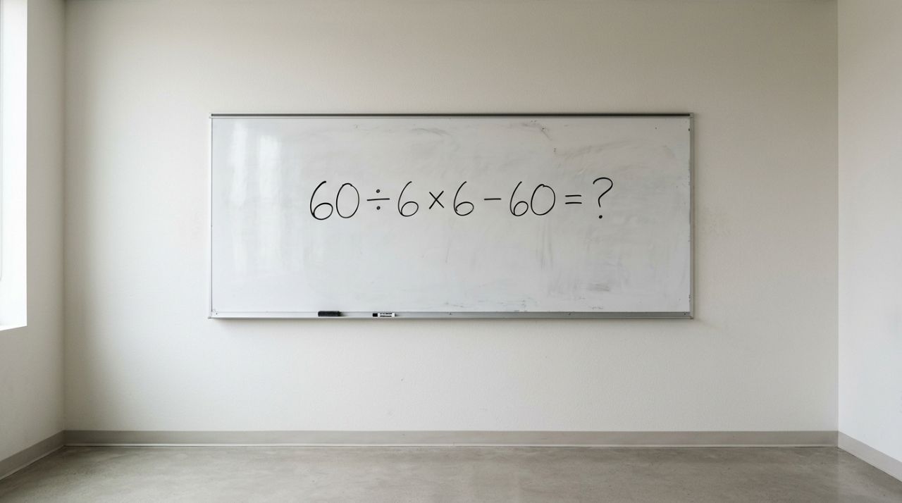 Sem calculadora: você consegue resolver 60 ÷ 6 × 6 − 60 em 30 segundos?