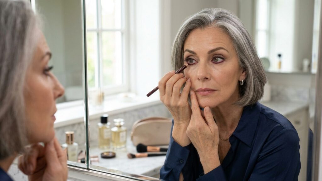Nem preto nem marrom: maquiadores recomendam este tom na linha d’água depois dos 50 para definir os olhos sem endurecer tanto as feições