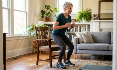 Aos 72 anos, ela mantém uma rotina com apenas 6 exercícios simples e mostra como movimentos feitos em casa podem trabalhar força, coordenação e equilíbrio