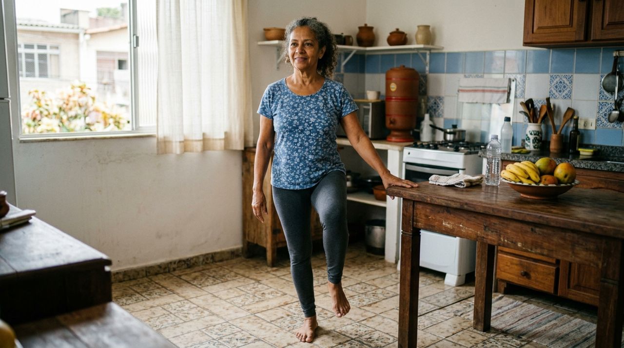 Um exercício simples feito por poucos segundos pode ajudar a treinar equilíbrio depois dos 60 e ainda cabe na rotina de quem não gosta de academia