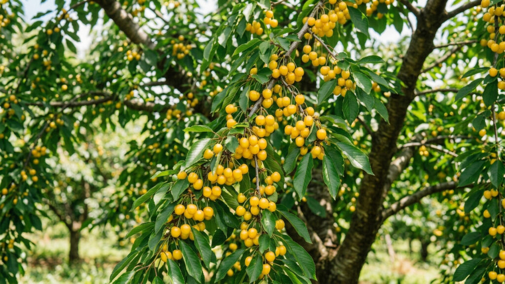 Essa árvore frutífera rústica para vasos produz pequenas cerejas amarelas muito doces com sabor de mel e exige poucos cuidados no quintal