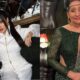 Jordana, à esquerda, em blusa branca; Sonia Abrão, à direita, em vestido verde e brilhante