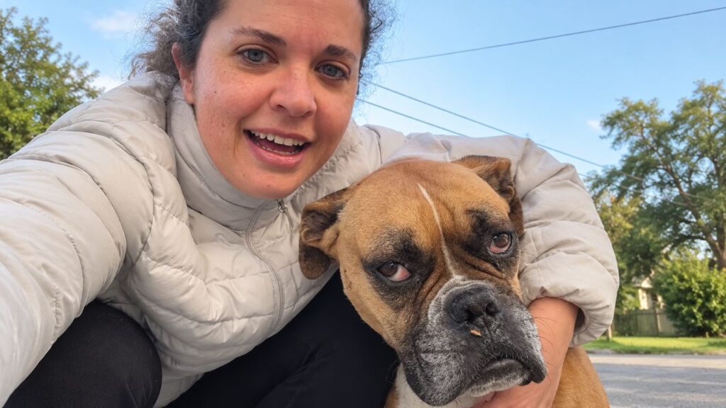 Boxer abandonada segue trilheiros montanha abaixo e surpreende ao escolher quem queria como sua nova família
