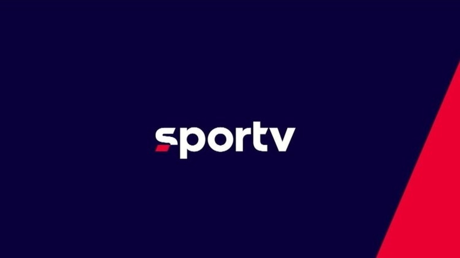 Logo SporTV em branco com detalhe vermelho sobre fundo azul escuro