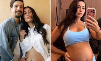 Sabrina Sato e Nicolas Prattes juntos, e Sabrina Sato grávida em selfie com a barriga à mostra