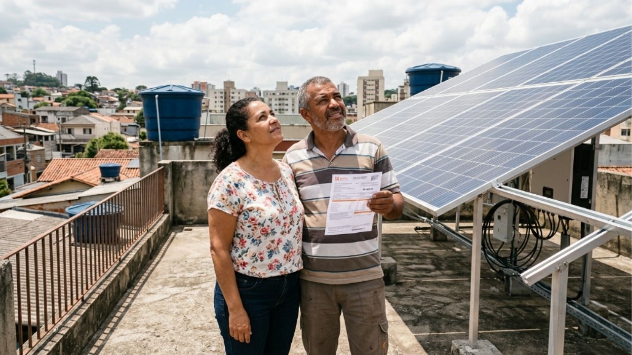 Casal financia painel solar de R$ 32 mil para reduzir conta de luz, mas distribuidora muda regra e economia cai pela metade