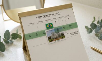Sequência entre 5 e 8 de setembro reúne fim de semana, Independência do Brasil e feriado municipal na capital paranaense.