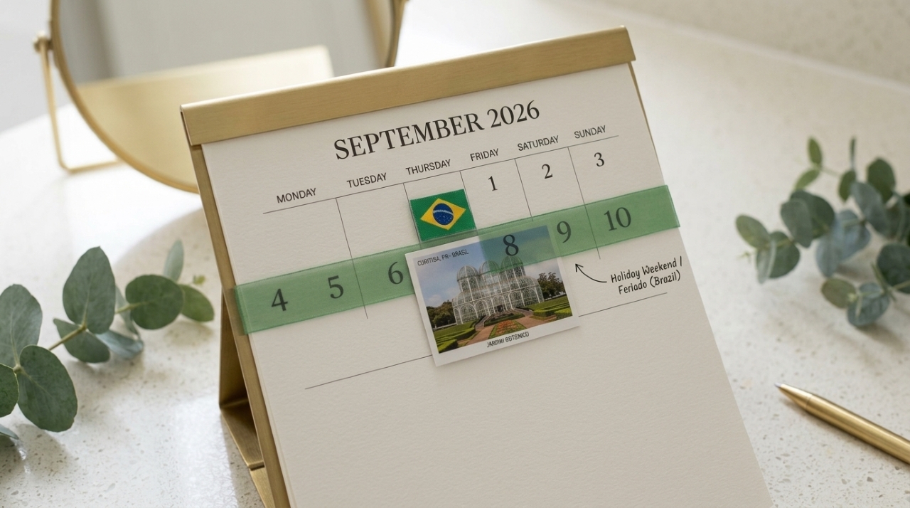 Sequência entre 5 e 8 de setembro reúne fim de semana, Independência do Brasil e feriado municipal na capital paranaense.