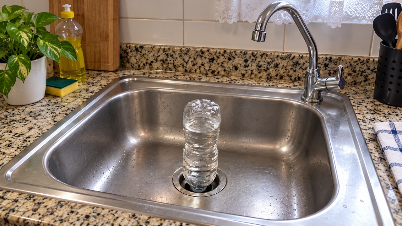 Colocar uma garrafa com água de cabeça para baixo na pia: para que serve e por que esse truque pode ajudar a desentupir o ralo sem produtos químicos