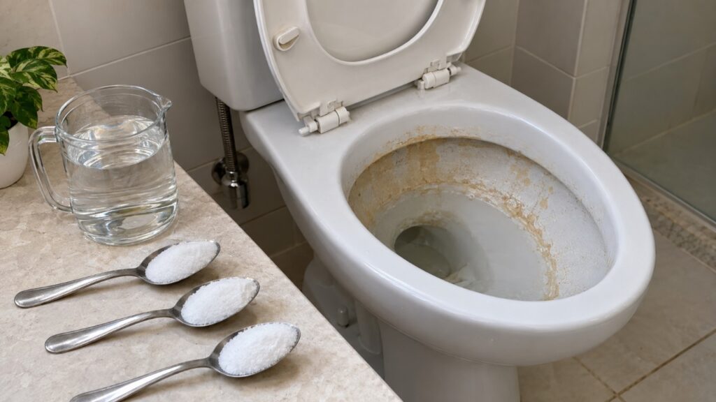 Nem produto caro nem esfregação pesada: 3 colheres deste ingrediente em água morna no vaso sanitário durante a noite podem ajudar a soltar crostas antigas de calcário