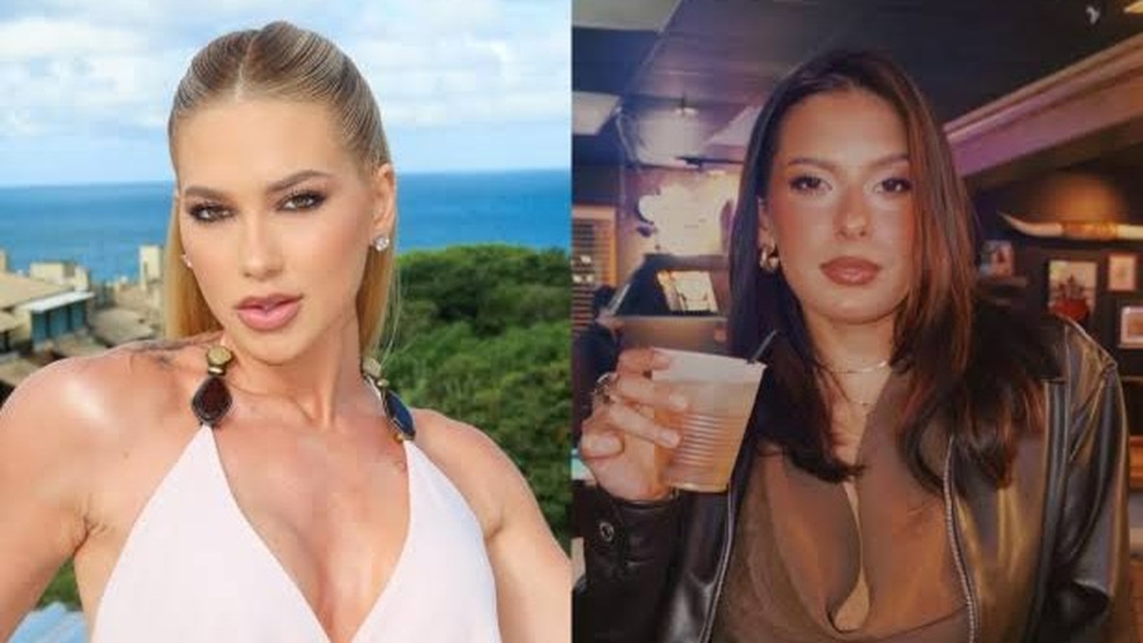 Duas mulheres, Virginia Fonseca loira e Ana Castela morena, em imagens separadas