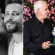 Pai e filhos em duas fotos: beijo no rosto do filho e formatura da filha
