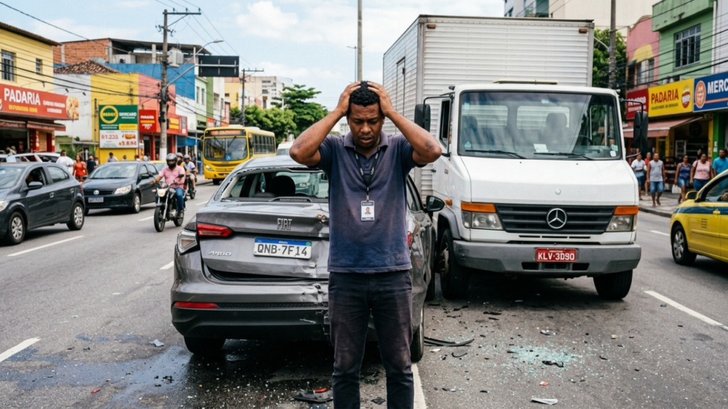 Motorista de aplicativo aluga carro por R$ 2.400 mensais, um caminhão bate na traseira sem culpa dele, e locadora retém R$ 5 mil do cartão de crédito como "taxa de coparticipação"