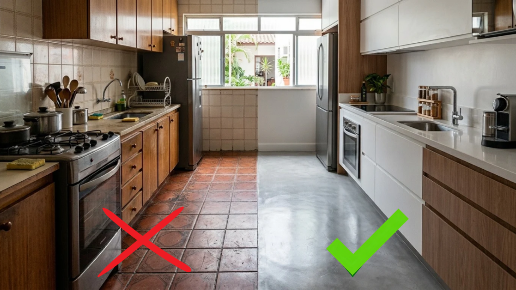 Adeus aos azulejos na cozinha: a tendência sem obra ou pedreiros que está chegando para renovar o piso sem prejuízos
