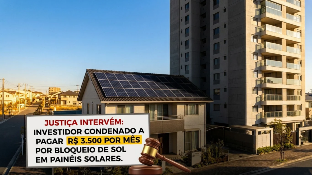 Vizinho manda construir prédio de 12 andares que impede 100% do sol nos painéis solares da casa ao lado, Justiça intervém e investidor é obrigado a pagar R$ 3.500 por mês