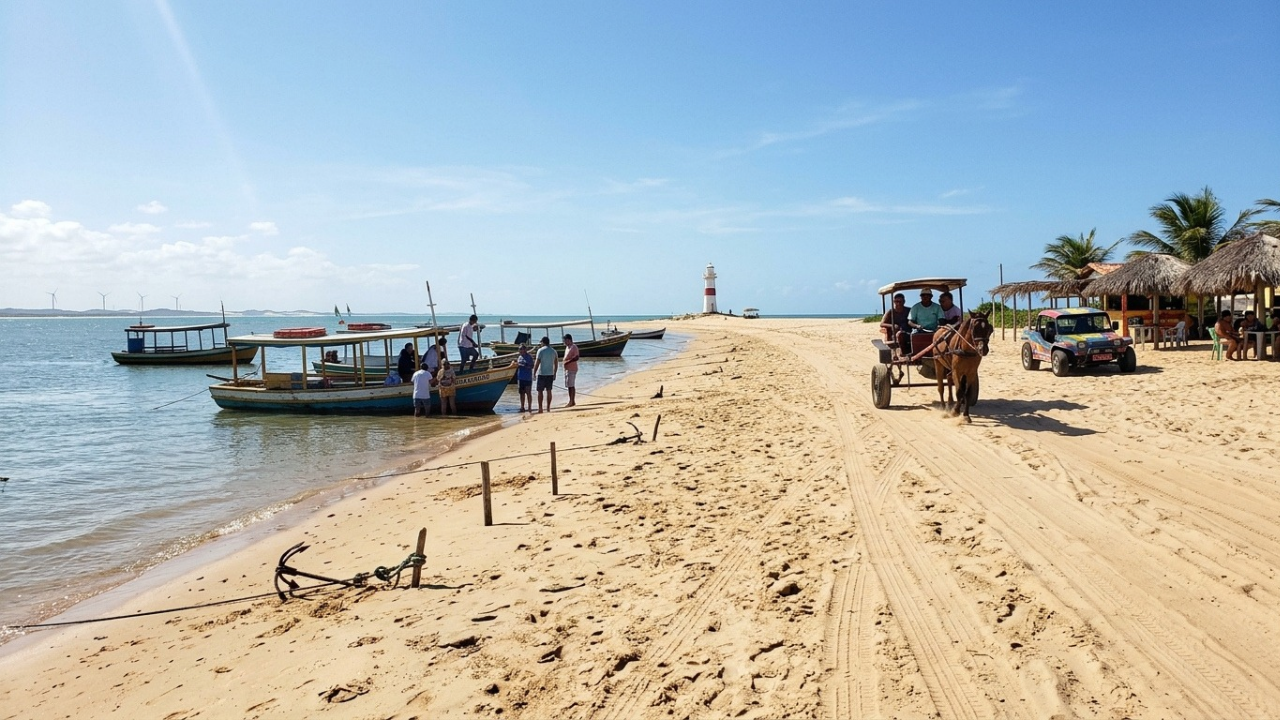 A vila de pescadores no Rio Grande do Norte onde carros não entram, o acesso é só de barco e charretes cruzam ruas de areia