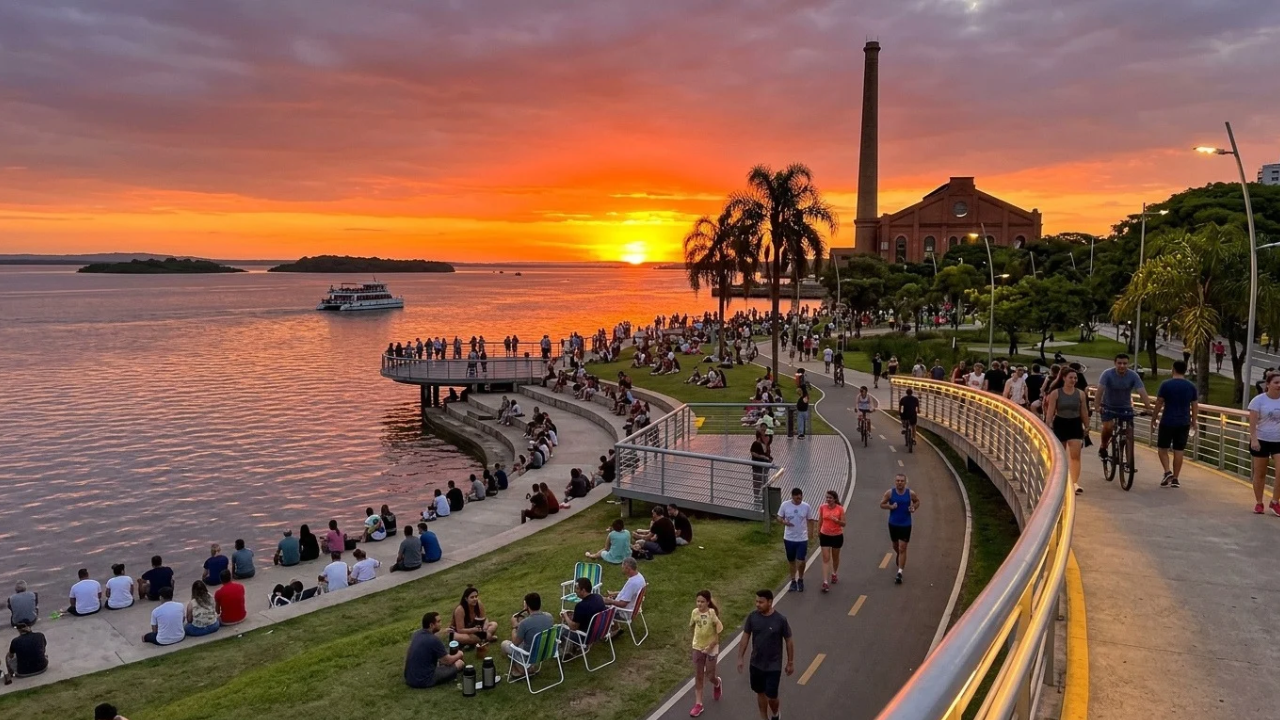 Com o pôr do sol que chama atenção, essa cidade transforma uma tarde na Orla em um espetáculo